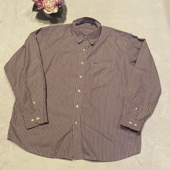 COLOR PLUS Size XL Striped Button Down Long Sleeved Shirt - Picture 1 of 7